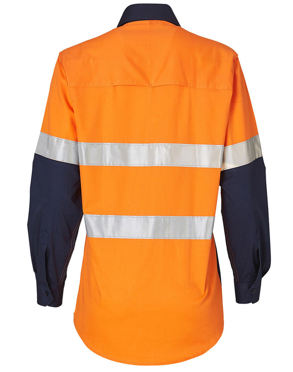 Womens Long Sleeve Safety Shirt with Reflective Tape