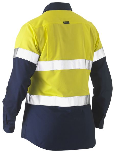 Bisley Recycle Womens Taped Two Tone Hi-Vis Drill Shirt