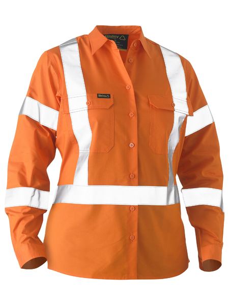 Bisley Recycle Womens X Taped Hi-Vis Drill Shirt