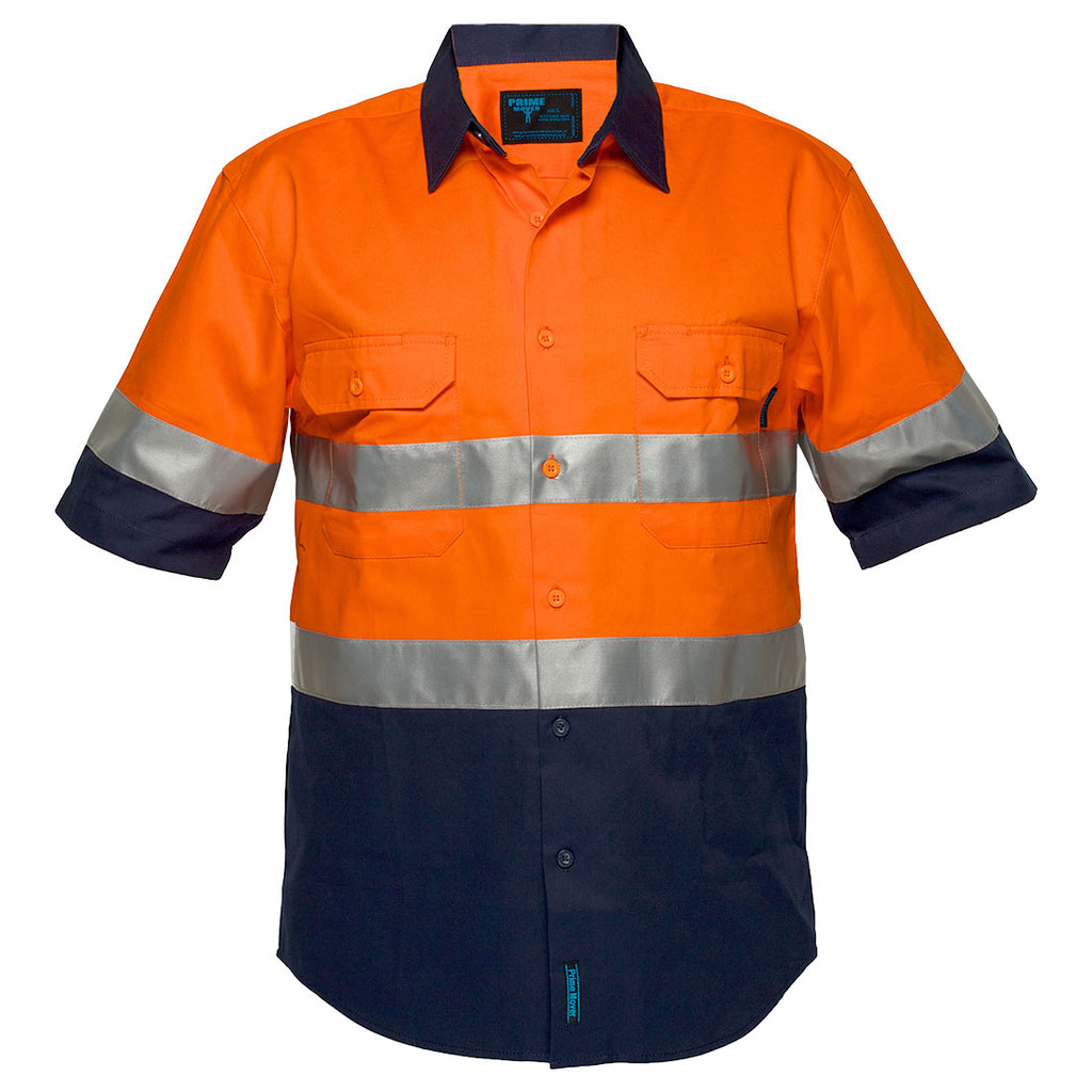 Hi-Vis Two Tone Regular Weight Short Sleeve Shirt with Tape