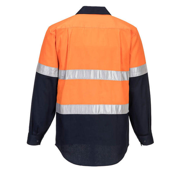 Hi-Vis Two Tone Regular Weight Long Sleeve Closed Front Shirt with Tape