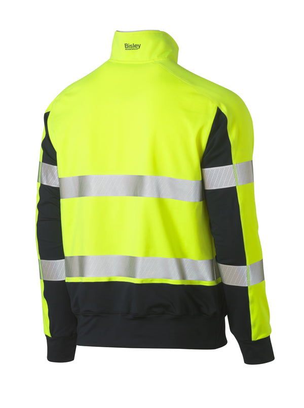 Taped Two Tone Hi-Vis Contrast Stretchy 1/4 Zip Pullover