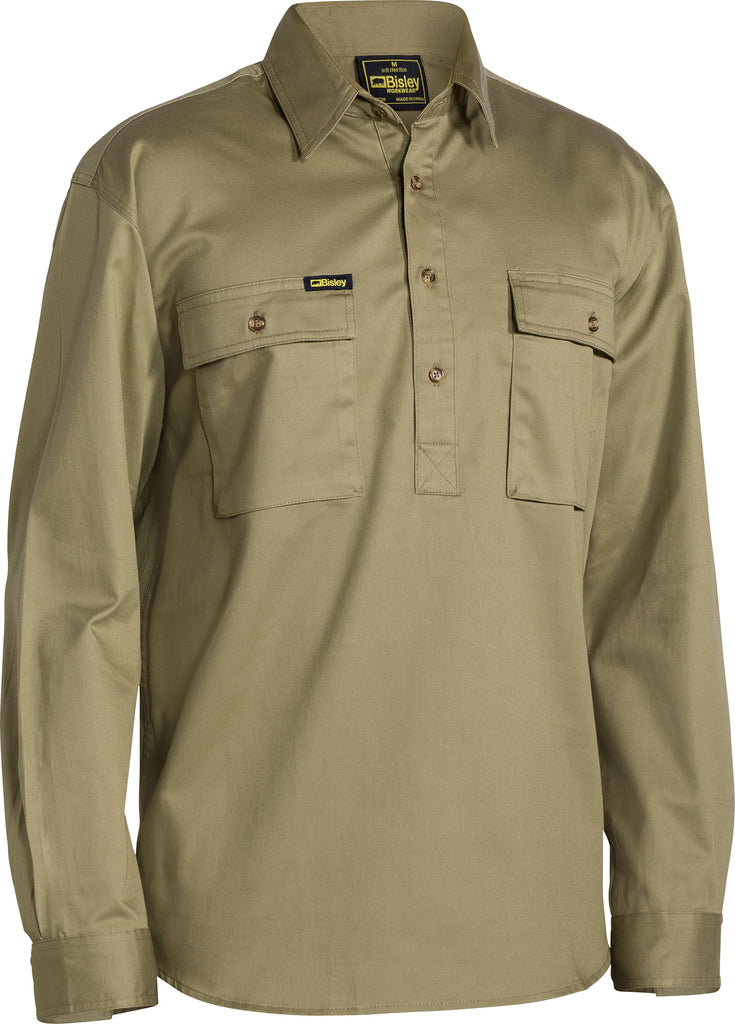 Cotton Drill Shirt Closed Front