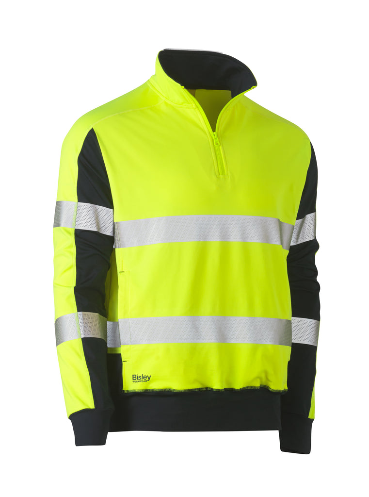Taped Bisley Two Tone Hi-Vis Contrast Stretchy 1/4 Zip Pullover