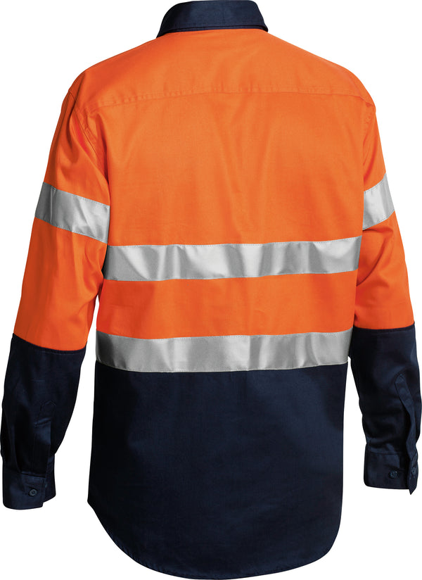 Taped Hi-Vis Bisley Closed Front Drill Shirt
