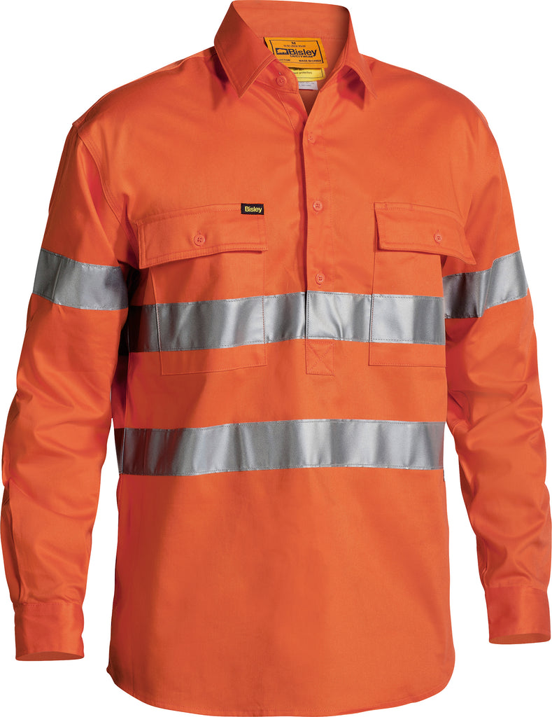 Taped Hi-Vis Rail Closed Front Drill Shirt