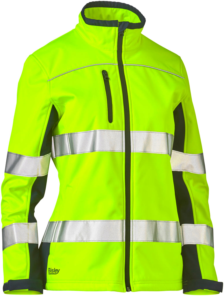 Womens Taped Two Tone Hi-Vis Soft Shell Jacket