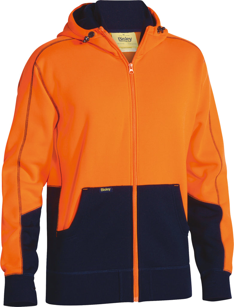 Hi-Vis Bisley Zip Front Fleece Hoodie