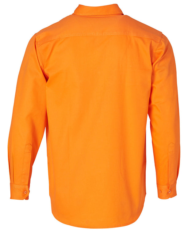 Mens Hi-Vis Long Sleeve Drill Shirt