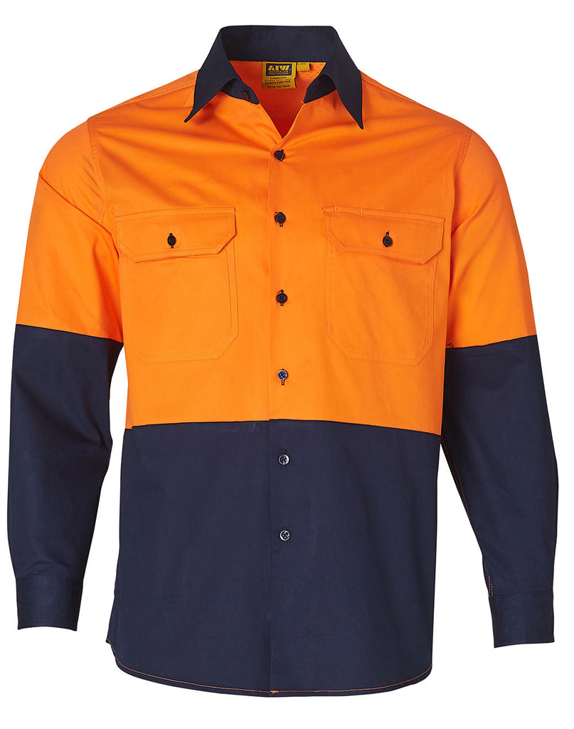 Hi-Vis Two Tone Cool-Breeze Long Sleeve Cotton Work Shirt