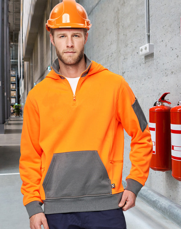 Unisex Hi-Vis 1/4 Zip Premium Fleece Hoodie